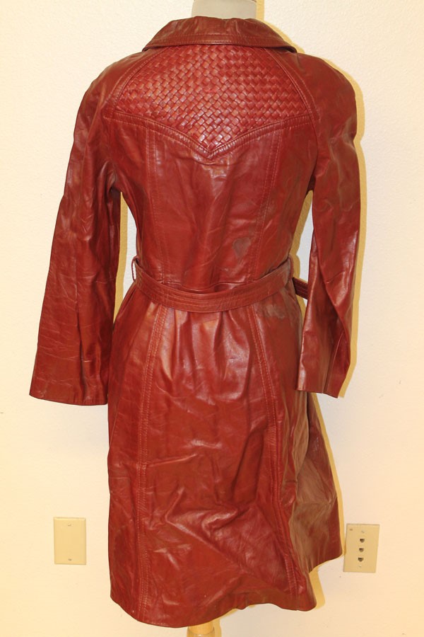 WOMENS SUBURBAN HERITAGE VINTAGE BARN RED LEATHER BELTED TRENCH COAT/JACKET SZ M | eBay